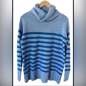 Loft blue striped cowl neck sweater